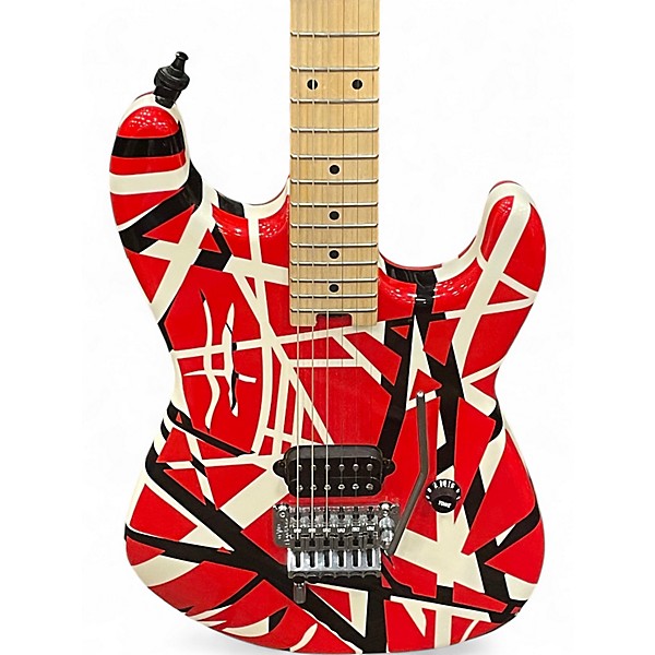 Used EVH Striped Series Red with Black and White Stripes Solid Body Electric Guitar