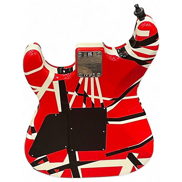 Used EVH Striped Series Red with Black and White Stripes Solid Body Electric Guitar