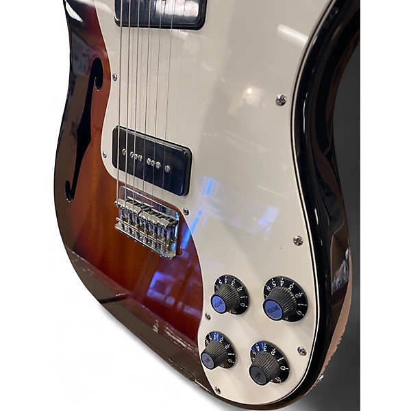 Used Fender Modern Player Telecaster Thinline Deluxe 2 Tone Sunburst Hollow Body Electric Guitar