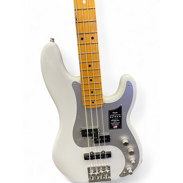 Used 2024 Fender American Ultra II Precision Bass White Electric Bass Guitar