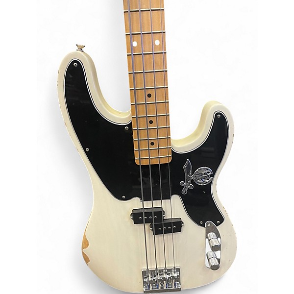 Used 2022 Fender Roadworn Mike Dirnt Signature White Electric Bass Guitar