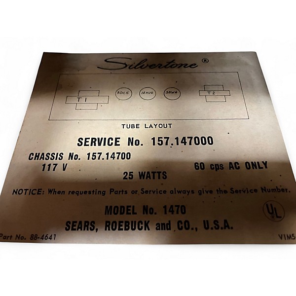 Vintage 1960s Silvertone Combo Amp 8" Tube Guitar Combo Amp