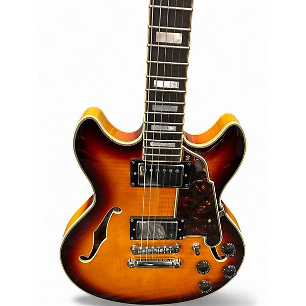 Used D'Angelico Premier Mini DC Vintage Sunburst Hollow Body Electric Guitar