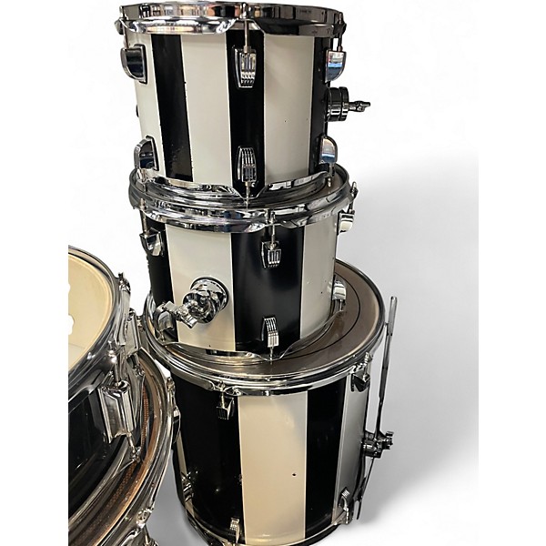 Used Ludwig 6 Piece ELEMENT EVOLUTION DRUM KIT Black and White Drum Kit