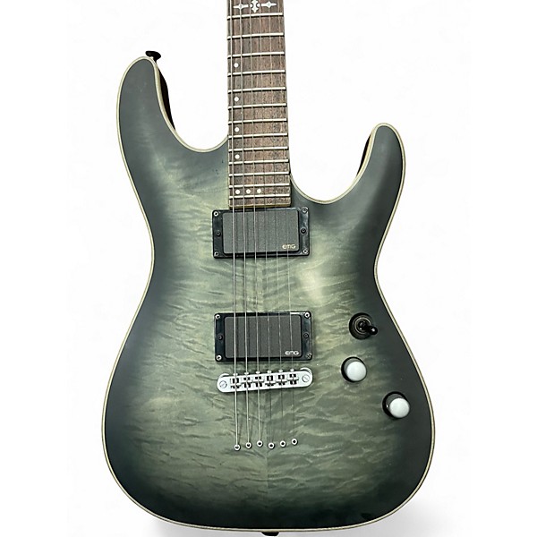 Used Schecter Guitar Research Diamond Series PT Trans Green Solid Body Electric Guitar