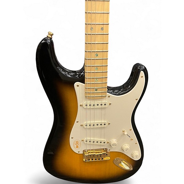 Used Fender 50TH ANNVERSARY AMERICAN DELUXE STRATOCASTER 2 Tone Sunburst Solid Body Electric Guitar