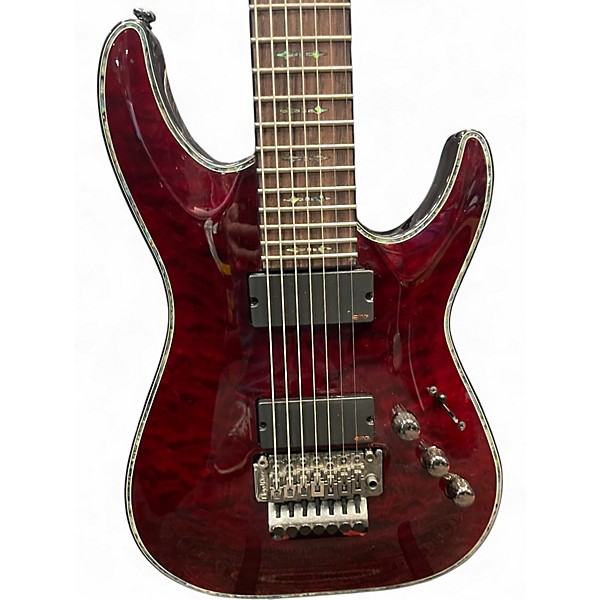 Used Schecter Guitar Research Hellraiser C7 Floyd Rose Crimson Red Trans Solid Body Electric Guitar