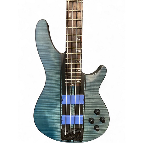Used Schecter Guitar Research C-4 GT Trans Teal Electric Bass Guitar