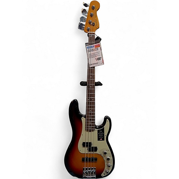 Used 2023 Fender American Ultra Precision Bass 3 Tone Sunburst Electric Bass Guitar