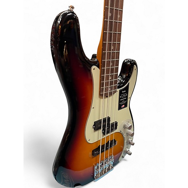 Used 2023 Fender American Ultra Precision Bass 3 Tone Sunburst Electric Bass Guitar