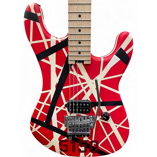 Used EVH 5150 STRIPE SERIES Red with Black and White Stripes Solid Body Electric Guitar