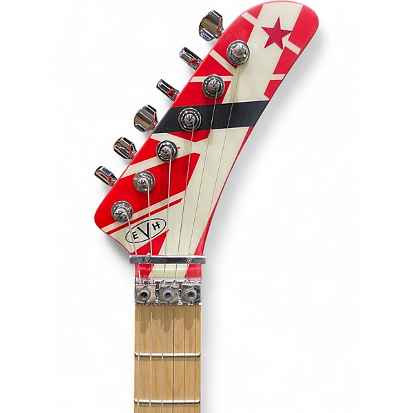Used EVH 5150 STRIPE SERIES Red with Black and White Stripes Solid Body Electric Guitar