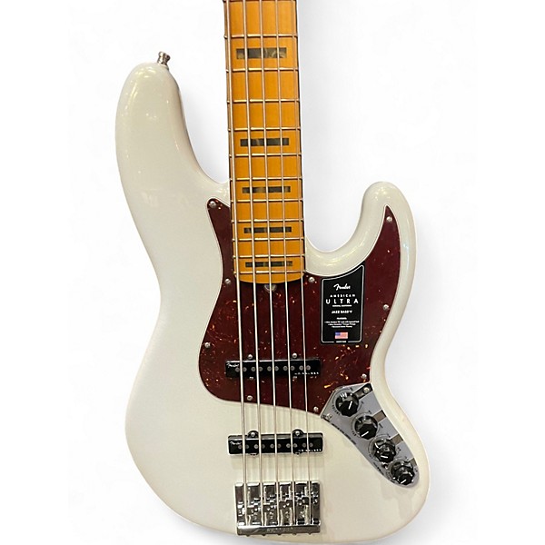 Used Fender American Ultra Jazz Bass V Olympic Pearl Electric Bass Guitar