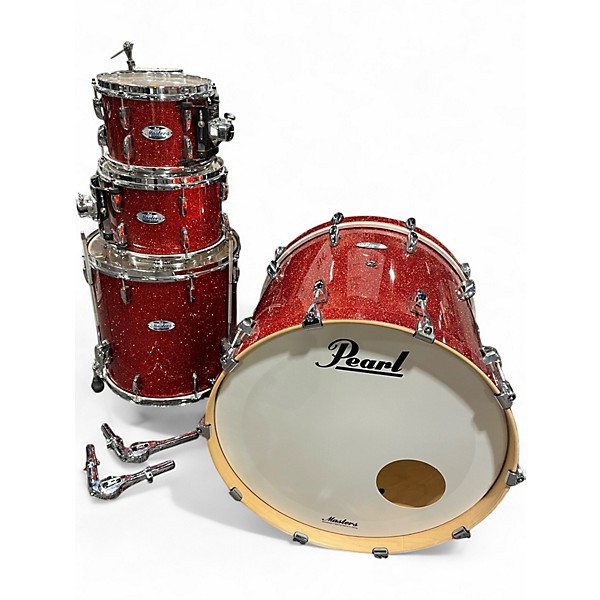 Used Pearl 4 Piece Masters Maple Complete Red Sparkle Drum Kit