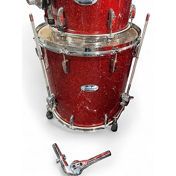 Used Pearl 4 Piece Masters Maple Complete Red Sparkle Drum Kit