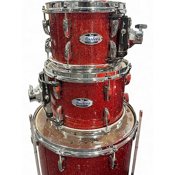 Used Pearl 4 Piece Masters Maple Complete Red Sparkle Drum Kit