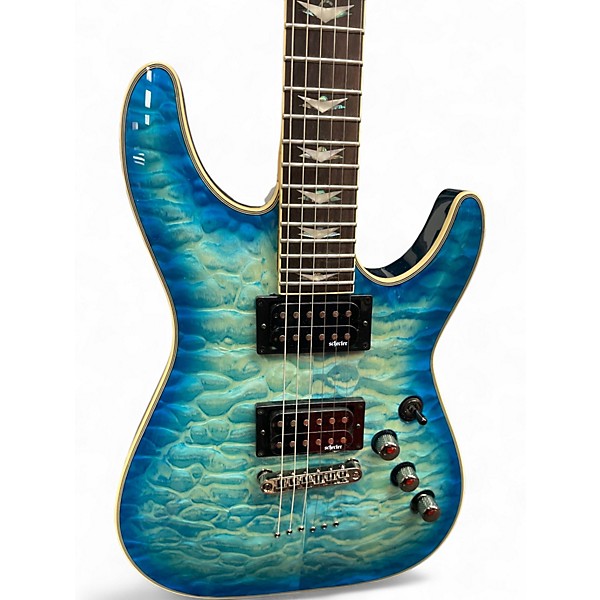 Used Schecter Guitar Research Omen Extreme 6 Blue Burst Solid Body Electric Guitar