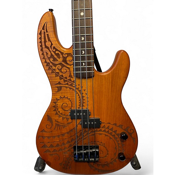 Used Luna TAT34 Natural Electric Bass Guitar