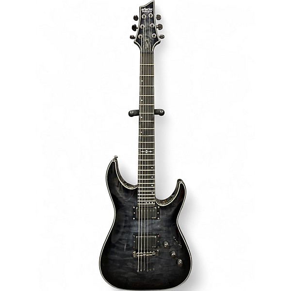 Used Schecter Guitar Research Hellraiser C1 TRANSPARENT BLACK Solid Body Electric Guitar