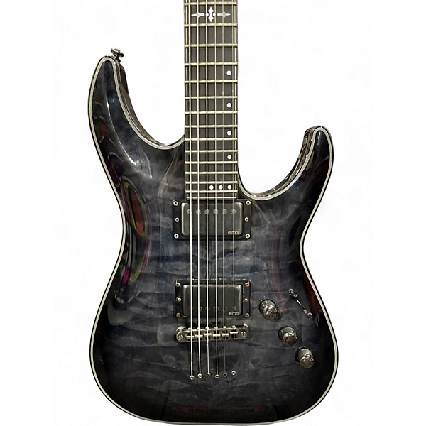 Used Schecter Guitar Research Hellraiser C1 TRANSPARENT BLACK Solid Body Electric Guitar