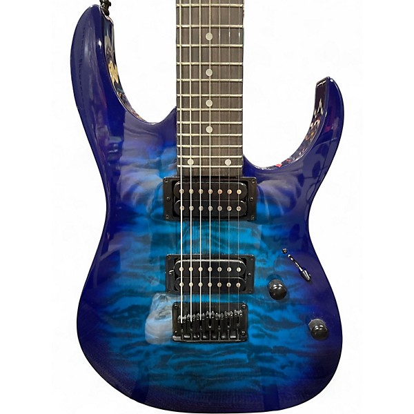 Used Ibanez Gio 7 String Trans Blue Solid Body Electric Guitar