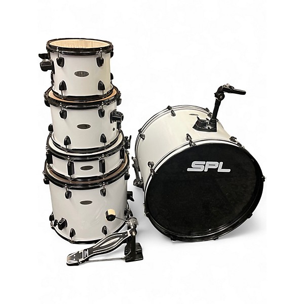 Used SPL 5 Piece Drum set White Drum Kit