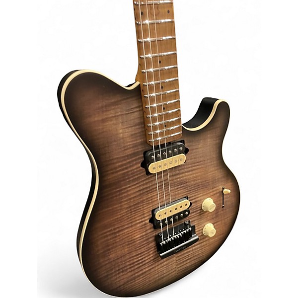 Used Ernie Ball Music Man Axis Super Sport Satin Flame Top Charcoal Cloud Solid Body Electric Guitar