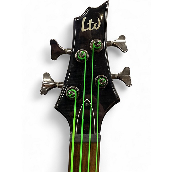 Used ESP LTD F414FM QUILTED BLACK Electric Bass Guitar