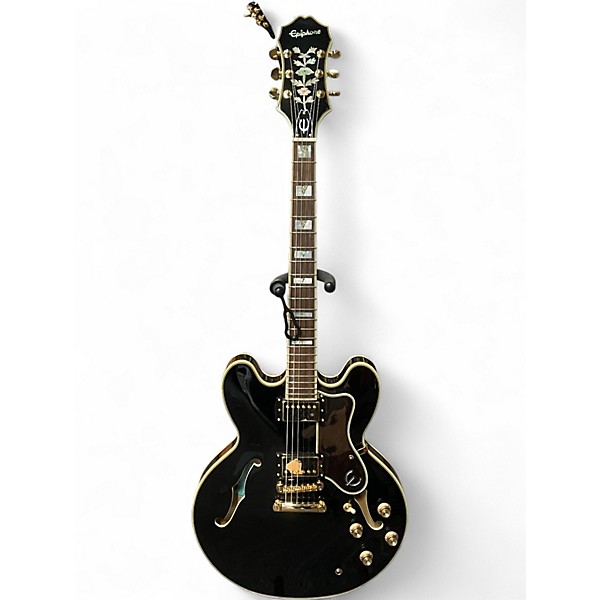 Used Epiphone Sheraton II Black and Gold Hollow Body Electric Guitar