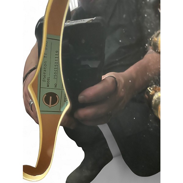 Used Epiphone Sheraton II Black and Gold Hollow Body Electric Guitar