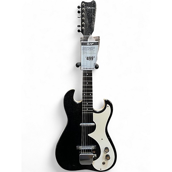 Vintage 1960s Silvertone 1448 black sparkle Solid Body Electric Guitar