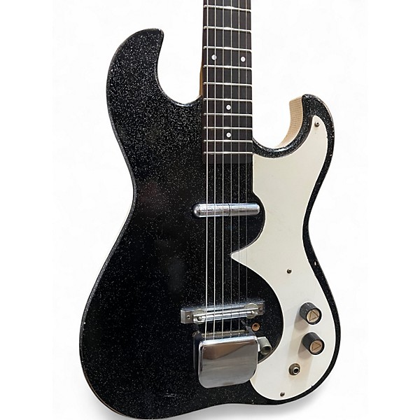 Vintage 1960s Silvertone 1448 black sparkle Solid Body Electric Guitar