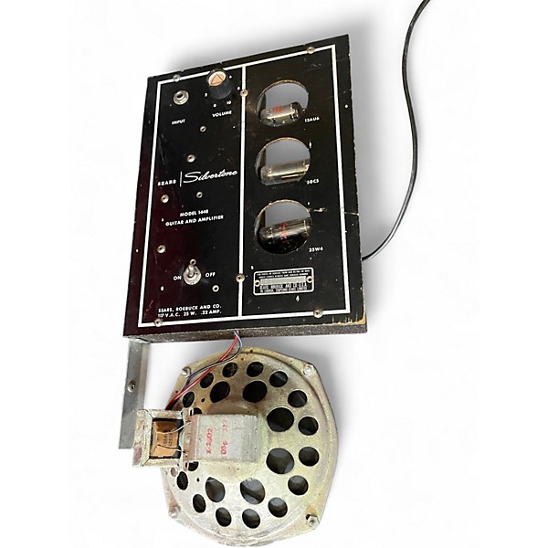 Vintage 1960s Silvertone 1448 black sparkle Solid Body Electric Guitar