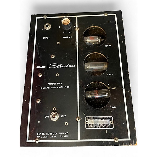 Vintage 1960s Silvertone 1448 black sparkle Solid Body Electric Guitar