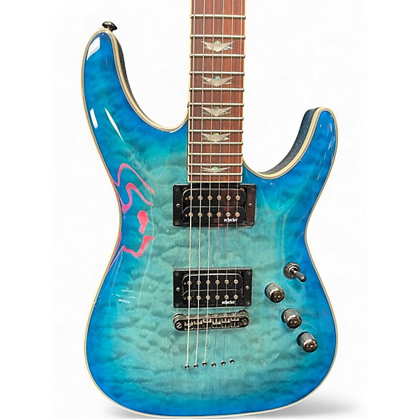Used Schecter Guitar Research Omen Extreme 6 Ocean Blue Burst Solid Body Electric Guitar