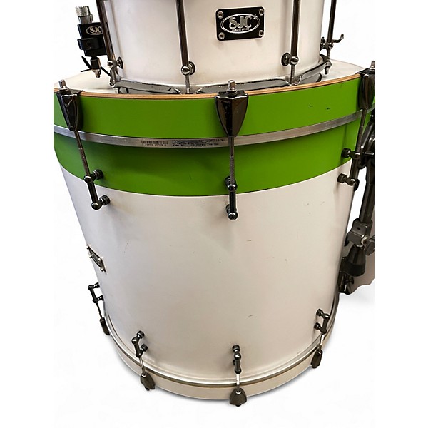Used SJC Drums 5 Piece CUSTOM 4PC SHELL PACK WHITE AND GREEN Drum Kit