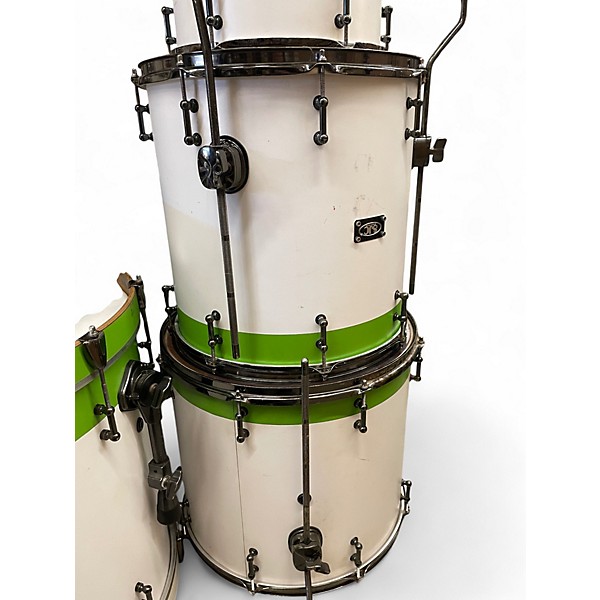 Used SJC Drums 5 Piece CUSTOM 4PC SHELL PACK WHITE AND GREEN Drum Kit