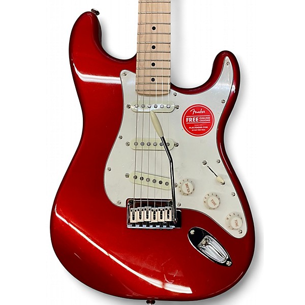 Used Squier Standard Stratocaster Candy Apple Red Metallic Solid Body Electric Guitar
