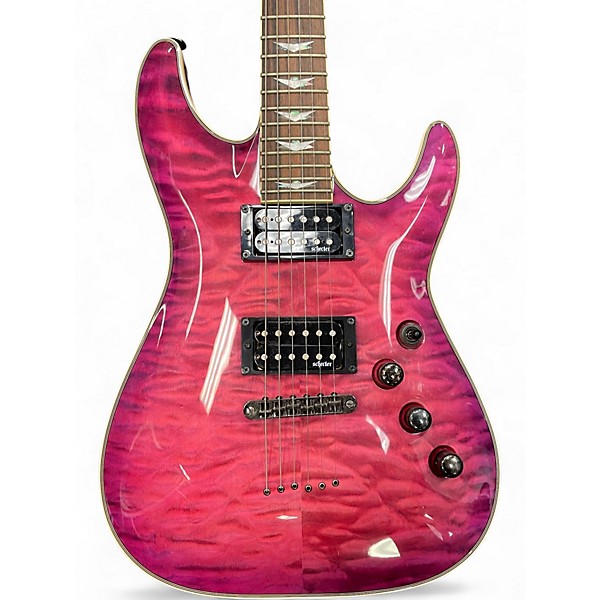 Used Schecter Guitar Research Omen Extreme 6 Trans Hot Pink Burst Solid Body Electric Guitar