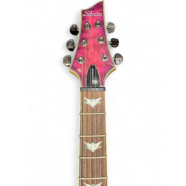 Used Schecter Guitar Research Omen Extreme 6 Trans Hot Pink Burst Solid Body Electric Guitar