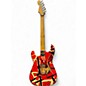 Used EVH Striped Series Frankie Relic Red with Black and White Stripes Solid Body Electric Guitar