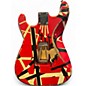 Used EVH Striped Series Frankie Relic Red with Black and White Stripes Solid Body Electric Guitar