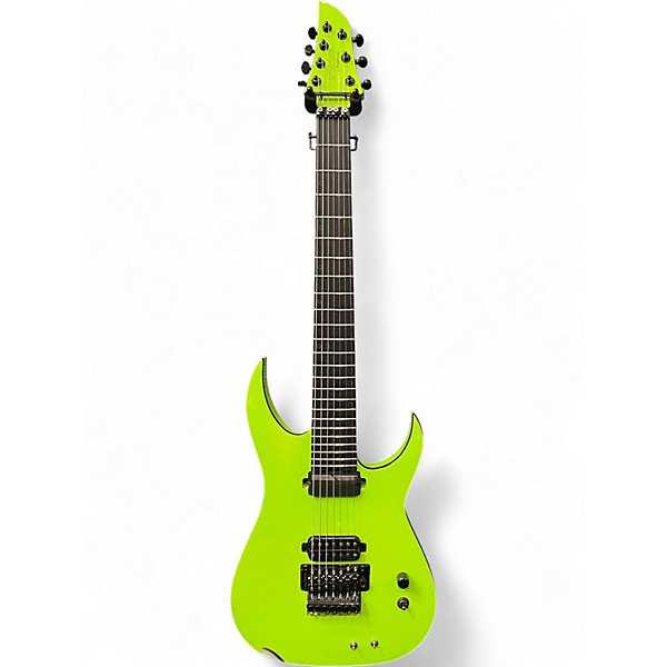 Used Schecter Guitar Research Diamond Series KM-7 MK-III Neon Green Solid Body Electric Guitar