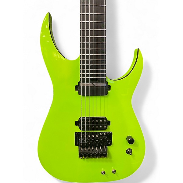 Used Schecter Guitar Research Diamond Series KM-7 MK-III Neon Green Solid Body Electric Guitar