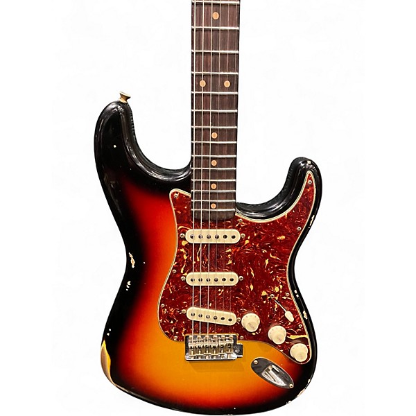 Used Fender Custom Shop 62 Reissue Stratocaster Relic 3 Color Sunburst Faded Aged Solid Body Electric Guitar