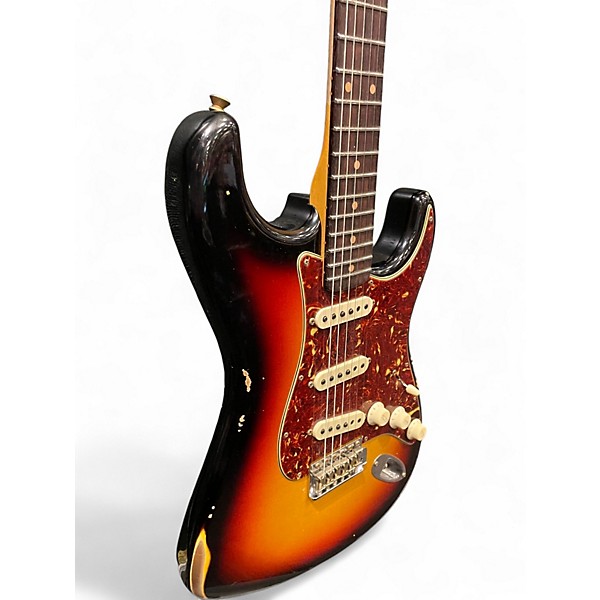 Used Fender Custom Shop 62 Reissue Stratocaster Relic 3 Color Sunburst Faded Aged Solid Body Electric Guitar