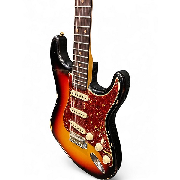 Used Fender Custom Shop 62 Reissue Stratocaster Relic 3 Color Sunburst Faded Aged Solid Body Electric Guitar