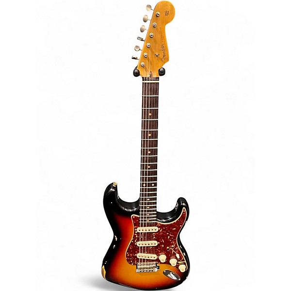 Used Fender Custom Shop 62 Reissue Stratocaster Relic 3 Color Sunburst Faded Aged Solid Body Electric Guitar