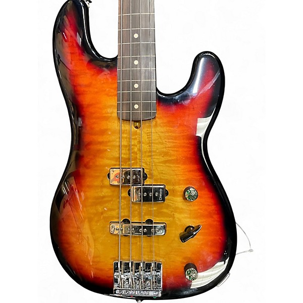 Used Warmoth PJ Bass Sunburst Electric Bass Guitar