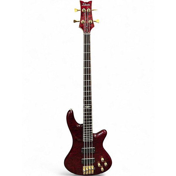 Used Schecter Guitar Research DIAMOND SERIES ELITE 4 TRASNPARENT RED Electric Bass Guitar